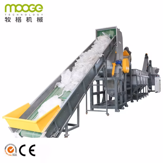 새로운 디자인 HDPE LDPE LLDPE BOPP PP PE 필름 짠 가방 점보 가방 플라스틱 조각 스크랩 재활용 분쇄 세척 라인 Recyle Plant Crusher Machine